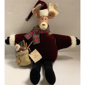 Elfin Klaywurks Artisan Reindeer Large Mantle Sitter 18” Winter Christmas Decor